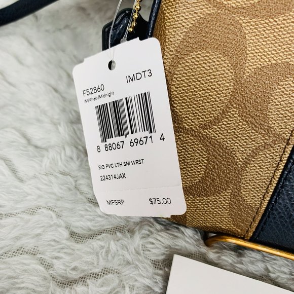 NWT Coach Signature PVC & Leather Small Wristlet in Midnight - Picture 6 of 10